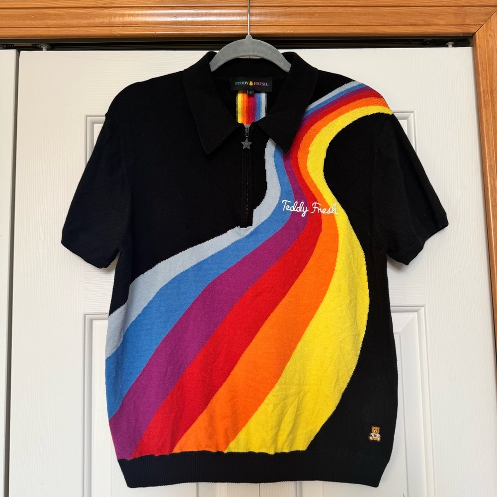 Teddy‎ Fresh Multicolor Rainbow Wave Half Zip Sweater